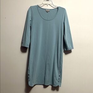 J. Jill perfect Pima roll sleeves blue dress small button details